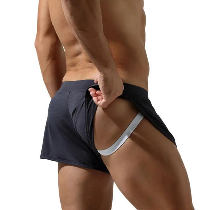 TAUWELL Men's Sleepwear Shorts Mesh Breathable Pajamas Shorts Sexy Underwear Boxer Shorts Soft Loose Lounge Home Sleep Bottoms