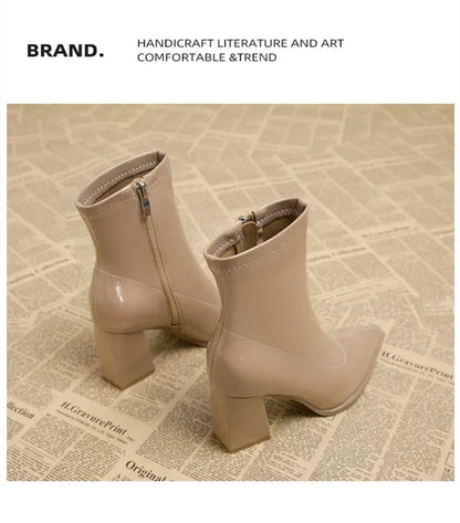 High Heels Ankle Women's Boots Pointed Toe Sexy Shoes for Women 2024 New Side Zip Classic Daily Boots Women Boots Botas