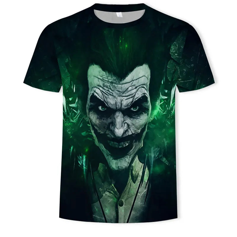 Summer New Men's Horror Clown Pattern T-Shirts Short Sleeve Streetwear Hip Hop 3D Printed Tops 6XL Large Size Loose Gothic Tees