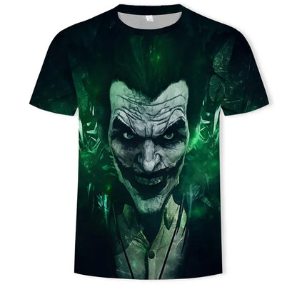 Summer New Men's Horror Clown Pattern T-Shirts Short Sleeve Streetwear Hip Hop 3D Printed Tops 6XL Large Size Loose Gothic Tees
