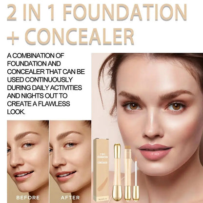 Double-headed Facial 2 in 1 foundation and concealer Moisturizing Foundation Brightening Contouring Highlighter Stick