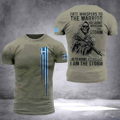 Hellas T-shirt For Men's Geometric Line Greece Flag National Emblem Printed Men's T-Shirt Large Street Casual Men's T-Shirt