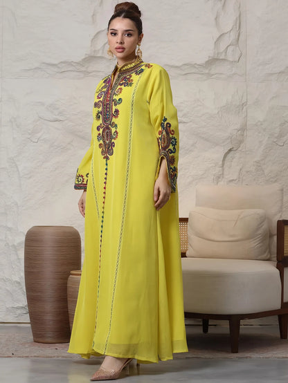 Muslim Abaya for Women Party Dresses Embroidery Long Robe Eid Ramadan Dubai Abayas Kaftan Arab Jalabiya Modest Vestidos Morocco