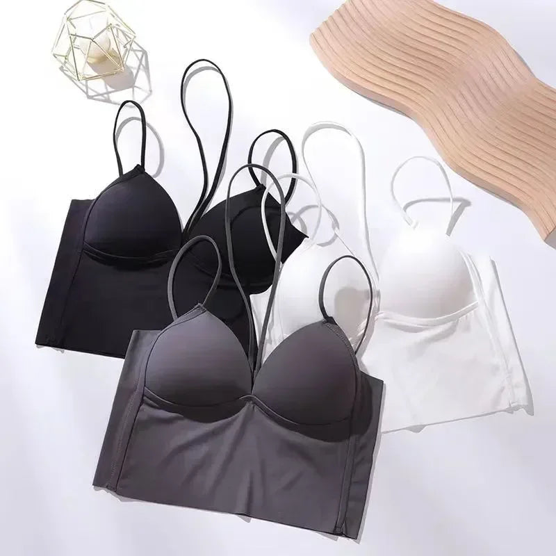 Underwear With Silk Summer Pad Cropped Neck Bra Comfort Ice Camisole Breathable Streetwear Sleeveless Top Tube