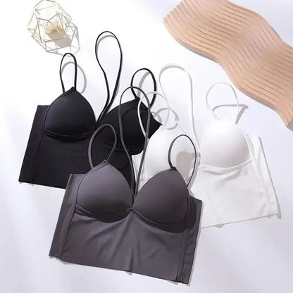 Underwear With Silk Summer Pad Cropped Neck Bra Comfort Ice Camisole Breathable Streetwear Sleeveless Top Tube