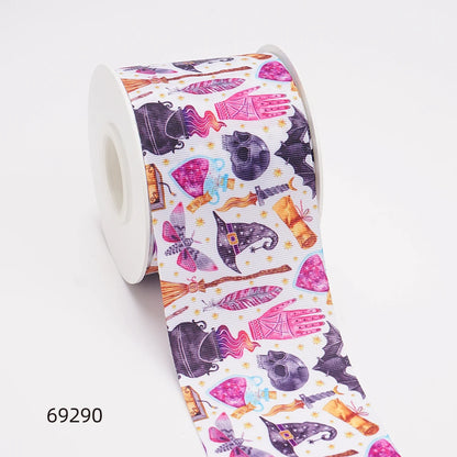 5 Yards Halloween Printed Grosgrain Satin Ribbons For Bows DIY Craft Decoration Packaging Supplies. 68970