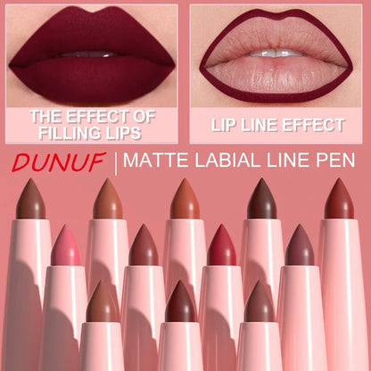 6PC Velvet Matte Lipstick Pen Nude Brown Lip Liner Pencil Kit Smooth Rose Red Pigment Waterproof Long Lasting Dye Cheek Lip Tint