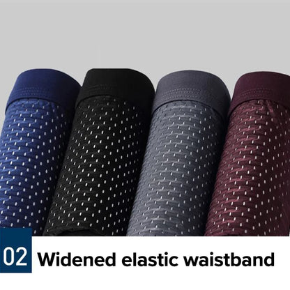 4 Pcs/Lot Men's Boxer Briefs Cool Breathable Comfortable Mesh Bamboo Fiber Soft Fashion Gifts Plus Size Men's Shorts Underwear