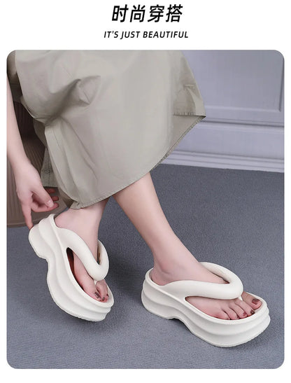 Summer Women's Flip Flops Comfortable Non Slip EVA Thick Sole Sandals 2024 New Fashionable Outdoor Soft Sole Slippers Women