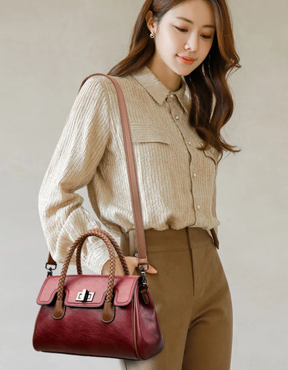 2024 High Quality Soft Leather Women's Handbag Luxury Designer Girl Boston Bag Luxury Large Capacity Shoulder Bags Sac A Main