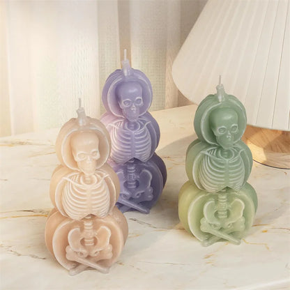 3D Halloween Skeleton Shape Candle Mold Creative Silicone Skull Man Soap Mold Triple Pumpkin Skull Mold DIY Craft Resin Tools