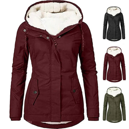 Women Splice Zipper hooded Coats