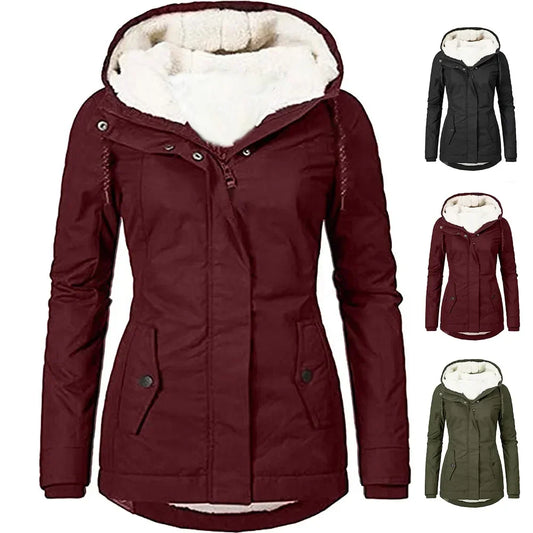 Women Splice Zipper hooded Coats