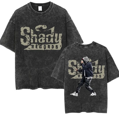 Rapper Eminem Slim Shady Print T Shirt Male 90s Hip Hop Punk Rock Vintage Wash T Shirts Men's Harajuku Clothes Unisex Streetwear