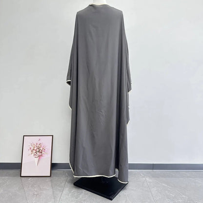 Muslim Women Dress Two Piece Set Eid Ramadan Morocco Dubai Open Abayas Vestidos Arab Cardigan Robe Suit Islam Modest Kaftan