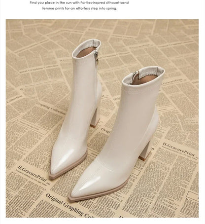 High Heels Ankle Women's Boots Pointed Toe Sexy Shoes for Women 2024 New Side Zip Classic Daily Boots Women Boots Botas