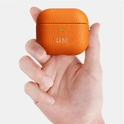 Personalized Initials Letters Customize Earphone DIY Soft Cover For Airpods 1 2 3 Pro 2 Luxury Lychee Skin Pattern With Keychain