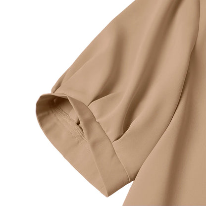 VONDA 2024 Summer Women Tops Fashion Casual Short Sleeve Chiffon Blouse Tie Shirts Loose Solid Color Tunic Blusas Femininas