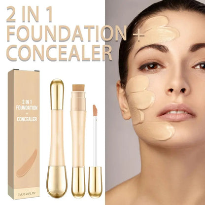 Double-headed Facial 2 in 1 foundation and concealer Moisturizing Foundation Brightening Contouring Highlighter Stick