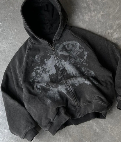 Y2k Hoodie Castle  Print Pattern Zipper Hooded Sweatshirt for Men and Women New Gothic Harajuku Hip Hop Retro Streetwear Jacket