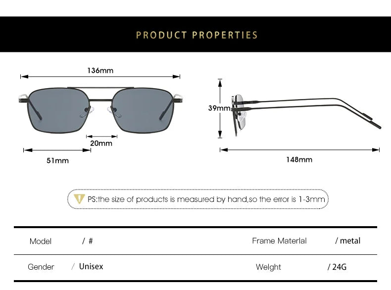 Dropshipping Fashion Square Sunglasses Men Women Metal Sun Glasses Retro Sun Glasses Vintage High Quality Gafas Oculos De Sol