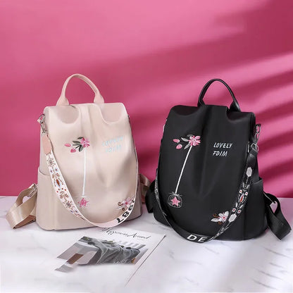 Waterproof Oxford Embroidery Women Backpack Fashion Anti-theft Large Capacity Female Travel Casual Backpacks School Laptop Bag