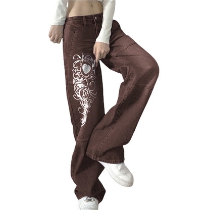 Women's Low Waist Graphic Denim Jeans