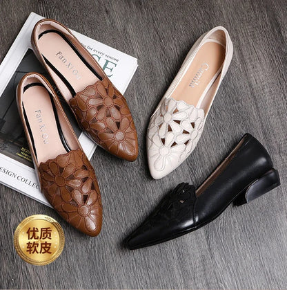 Mid Heel Casual Shoes for Women Heels Wedding Hollow Out Black Square Heel Formal Shoes Work Lady Fall Zapatilla Mujer