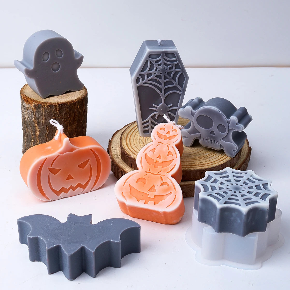 New Halloween Ornaments Pumpkin Silicone Candle Mold DIY Ghost Bat Soap Crafts Making Molds Plaster Resin Mould Home Decor Tools