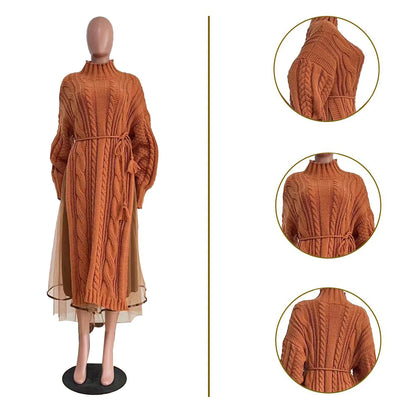 Muslim Women Knitting Dress Modest Robe Vestidos Dubai Saudi Arabic Morocco Abaya Jalabiya Eid Ramadan Knitted Dresses Abayas