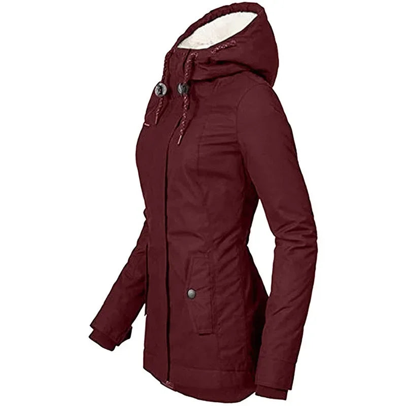 Women Splice Zipper hooded Coats