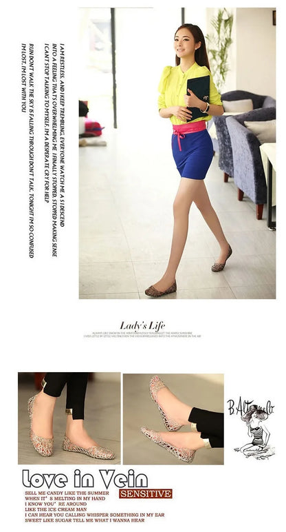 Summer women sandals flat-soled crystal clogs hollow flat-soled slip-ons shallow mouth Roman jelly shoes beach sandals