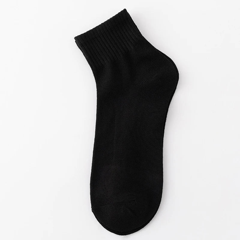 ALLTOOALL 5 Pairs/Lot Men's Solid Color Socks Black White Business Casual Sports Sock Man Cotton Mesh Breathable Short Socks