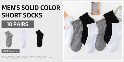 ALLTOOALL 5 Pairs/Lot Men's Solid Color Socks Black White Business Casual Sports Sock Man Cotton Mesh Breathable Short Socks
