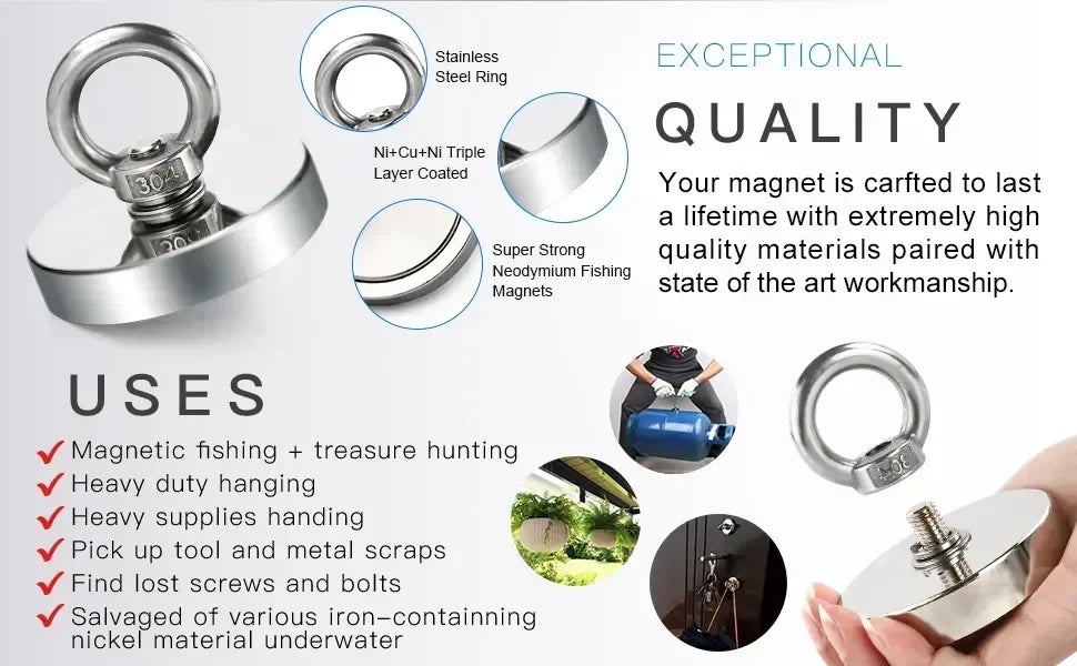 2024 Super Strong Neodymium Fishing Magnet Hook N52 Iman Rare Earth Magnet With Countersunk Hole imanes Magnetic Salvage Magnet
