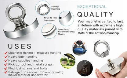 2024 Super Strong Neodymium Fishing Magnet Hook N52 Iman Rare Earth Magnet With Countersunk Hole imanes Magnetic Salvage Magnet