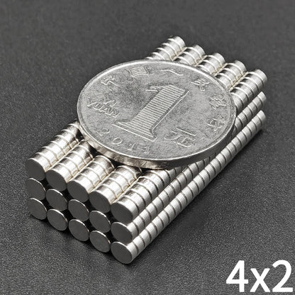 10-1000Pcs 4x2mm Small Neodymium Magnet 4mm X 2mm NdFeB Round Super Powerful Strong Permanent Magnetic Disc for Fridge 4x2mm