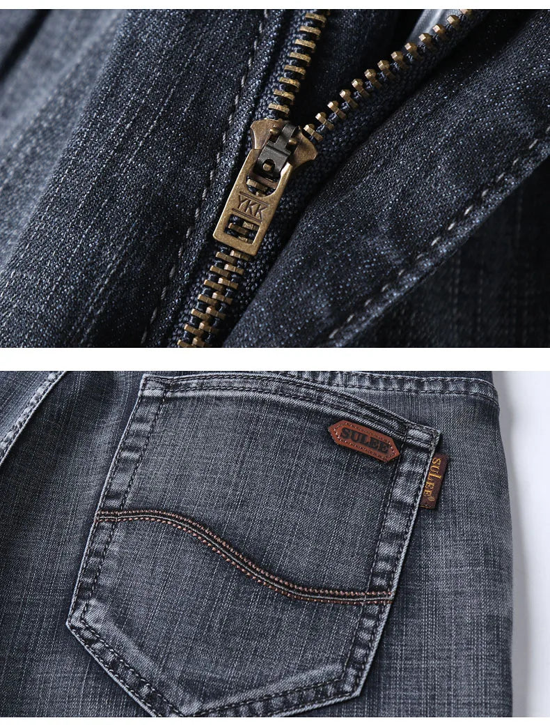 20234 Brand Men's Stretch Loose Straight Fit Jeans Men's Business Casual Denim Pants Brand New Style Trousers Mens Wear Grey