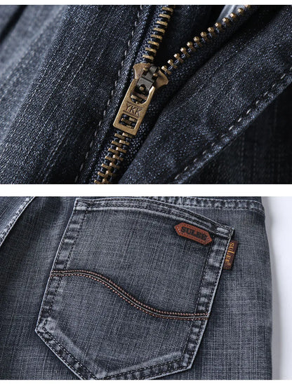 20234 Brand Men's Stretch Loose Straight Fit Jeans Men's Business Casual Denim Pants Brand New Style Trousers Mens Wear Grey