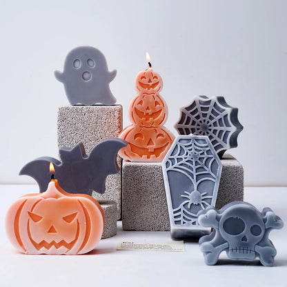 New Halloween Ornaments Pumpkin Silicone Candle Mold DIY Ghost Bat Soap Crafts Making Molds Plaster Resin Mould Home Decor Tools
