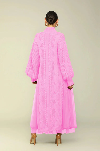 Muslim Women Knitting Dress Modest Robe Vestidos Dubai Saudi Arabic Morocco Abaya Jalabiya Eid Ramadan Knitted Dresses Abayas