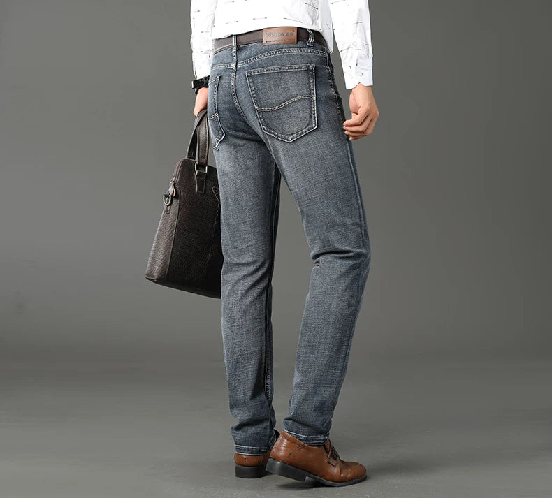 2024 Wthinlee Men's Casual Fashion New Elastic Jeans Pants Work Jeans Classic Men's Fashion Brand Versatile Clothing Blue Black