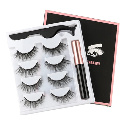 Magnetic Eyelashes Set 3/4/5/10 Pairs Natural Magnet False Eyelashes Makeup Kit Reusable Soft Mink Lashes Eyelash Extension Tool