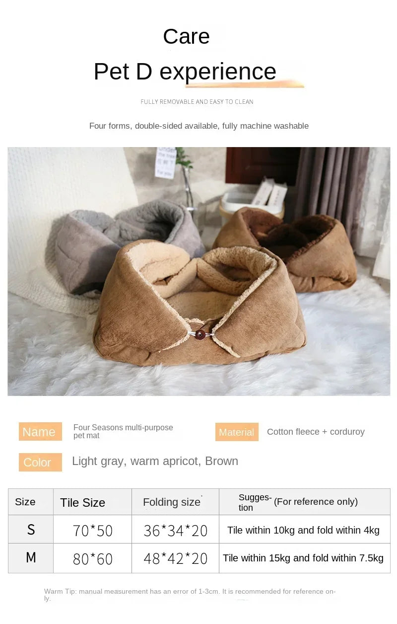 Cat Bed Warm Thickened Soft Multifunctional Pet Foldable Mat for Cats Small Dogs Indoor Kitten Bed Cat Sleeping Mat Pet Supplies