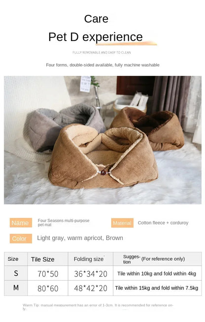 Cat Bed Warm Thickened Soft Multifunctional Pet Foldable Mat for Cats Small Dogs Indoor Kitten Bed Cat Sleeping Mat Pet Supplies