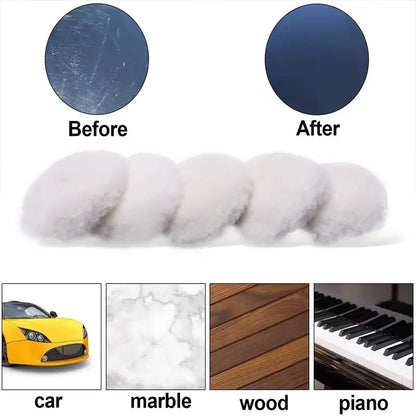 5Pcs Wool Car Polishing Pad Set For Polisher Machine Waxing Polishing Buffing Auto Paint Care Polisher Pads 3/4/5/6/7 Inch