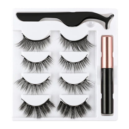 Magnetic Eyelashes Set 3/4/5/10 Pairs Natural Magnet False Eyelashes Makeup Kit Reusable Soft Mink Lashes Eyelash Extension Tool