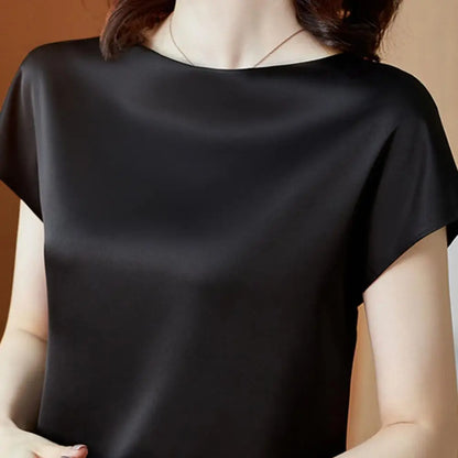 O Neck Lady T-shirt Blouse Spring Women Casual Solid Color Short Sleeve Blouses Shirts Loose Pullover Tunic Blusas Women Clothes