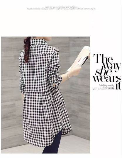 All-match Button Solid Midi Autumn Blouse for Female 2023 Korean Fashion Spliced Shirt Loose Long Sleeve Winter Polo-Neck Shirt