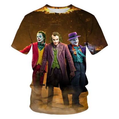 Summer New Men's Horror Clown Pattern T-Shirts Short Sleeve Streetwear Hip Hop 3D Printed Tops 6XL Large Size Loose Gothic Tees